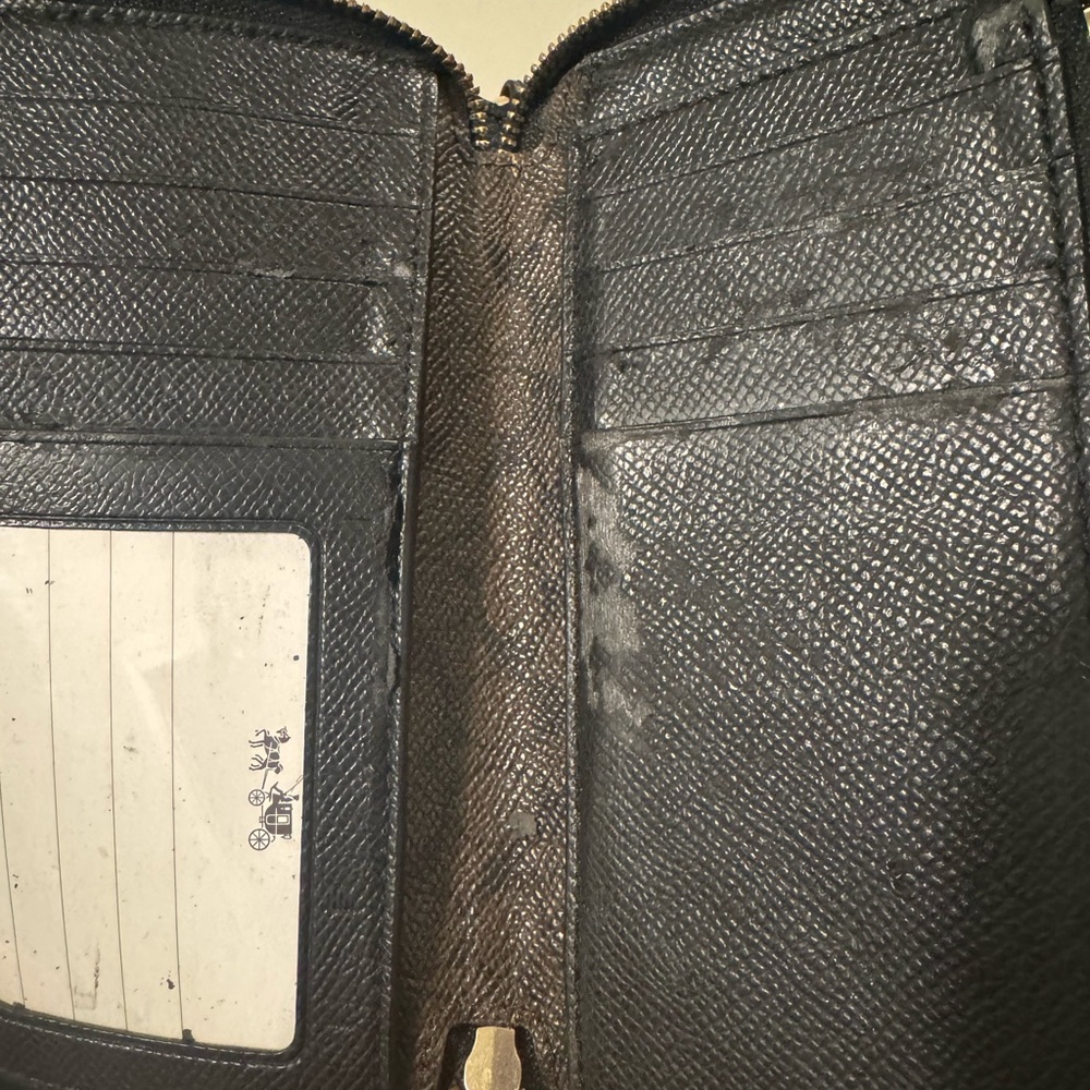 Coach Black Leather Wristlet Clutch with Gold Logo - Picture 7 of 9